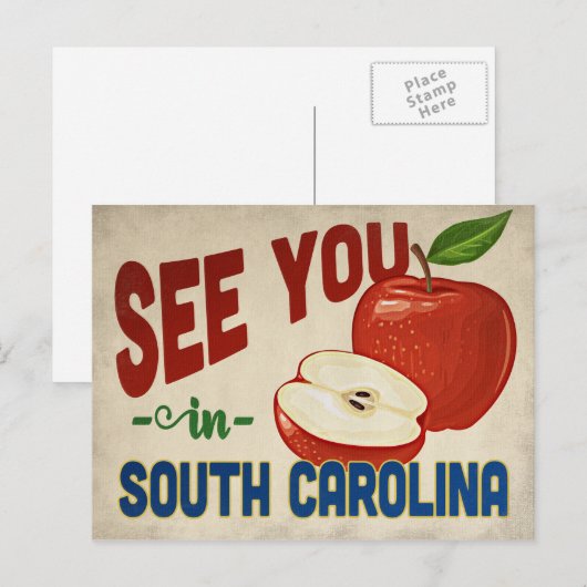 South Carolina Apple - Vintage Travel Briefkaart (Voorkant / Achterkant)