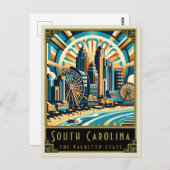 South Carolina | Art. Deco Briefkaart (Voorkant / Achterkant)
