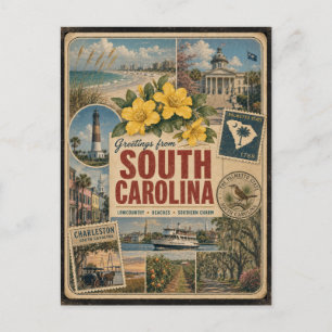 South Carolina authentieke vintage stijl ansichtka Briefkaart