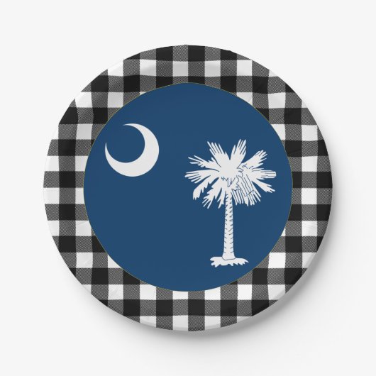 South Carolina Bord, buffalo plaid, Carolina Flag Papieren Bordje (Voorkant)