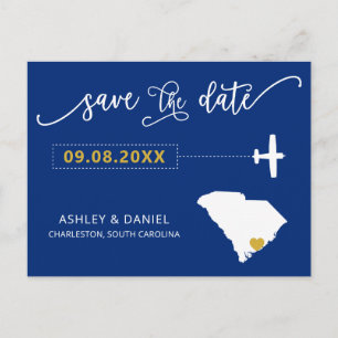 South Carolina Bruiloft Bewaar de Datumkaart Postk Briefkaart