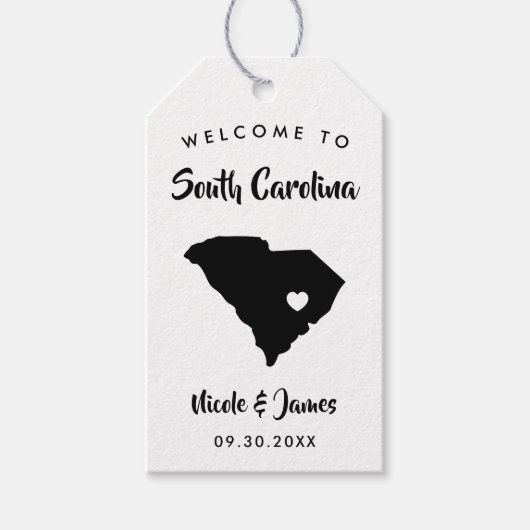 South Carolina bruiloft welkomsttas Labels, kaart Cadeaulabel (Voorkant)