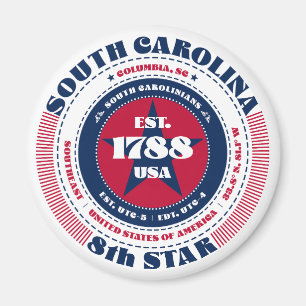 South Carolina Circle Typografie Souvenir Magnet
