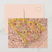 South Carolina Colorful Map Postcard Briefkaart (Voorkant / Achterkant)