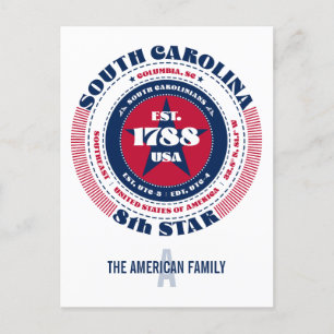 South Carolina, Columbia, SC, Patriottisch, Monogr Briefkaart