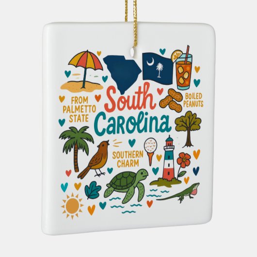 South Carolina Custom Family Trip Christmas Keramisch Ornament (Rechts)