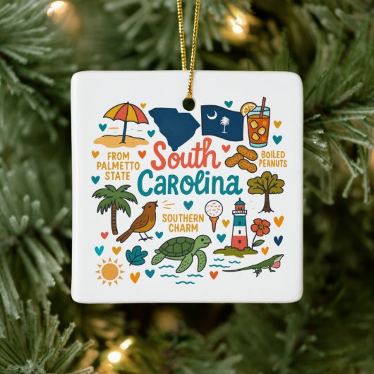 South Carolina Custom Family Trip Christmas Keramisch Ornament (Boom)
