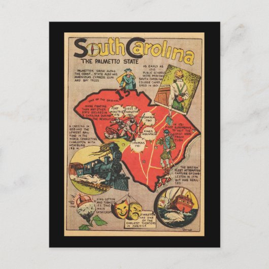 South Carolina De staat Palmetto Briefkaart (Voorkant)