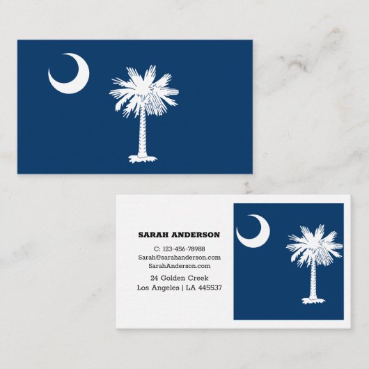 South Carolina Elegant Visitekaartje, Vlag/VS Visitekaartje (Voorkant / Achterkant)