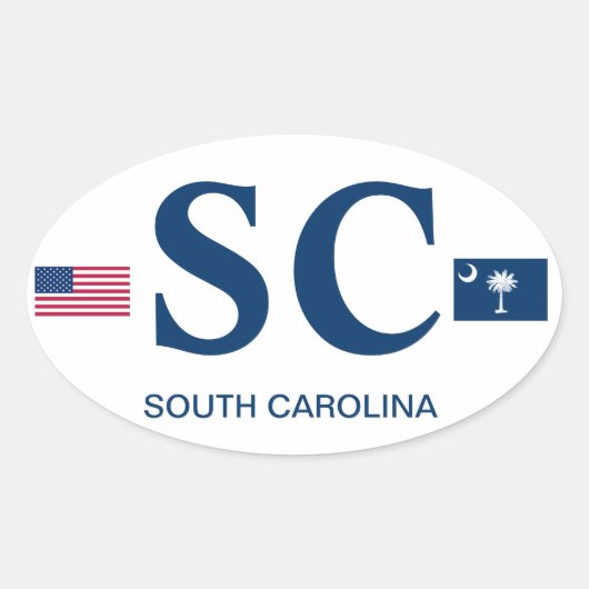 South Carolina* Euro-stijl ovale Sticker (Voorkant)