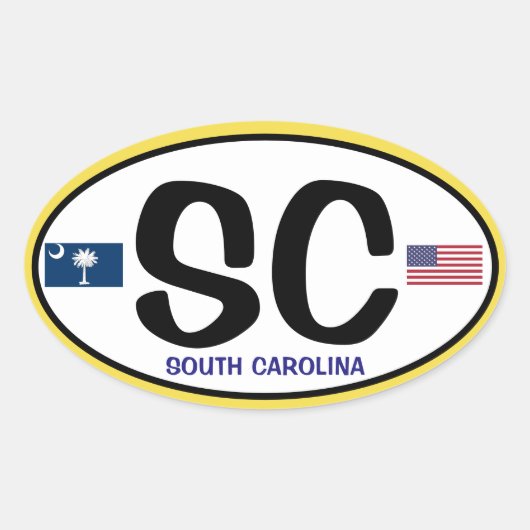 South Carolina Euro-Style Oval Sticker (Voorkant)