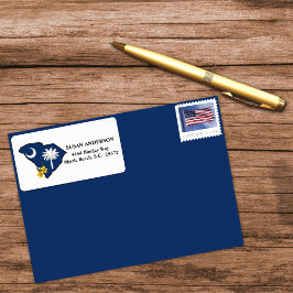 South Carolina Flag + Flower Yellow Jessamine Etiket