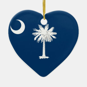South Carolina Flag Heart Keramisch Ornament