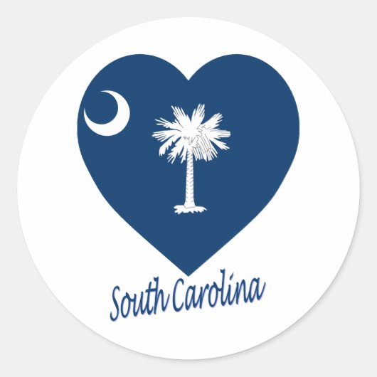 South Carolina Flag Heart Ronde Sticker (Voorkant)