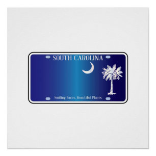 South Carolina Flag License Bord Perfect Poster
