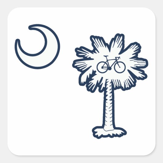 South Carolina Flag Palm Tree Bike Vierkante Sticker (Voorkant)