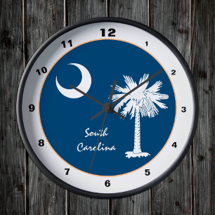South Carolina & Flag trendy mode /design USA Ronde Klok