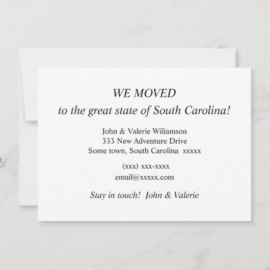 South Carolina Flag Verhuisaankondiging (Achterkant)