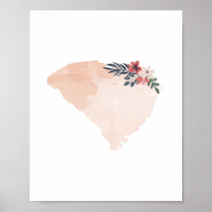 South Carolina Floral Waterverf State Poster