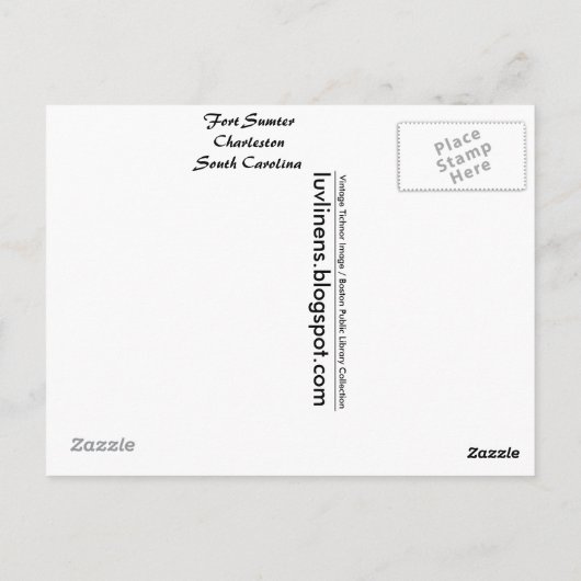 South Carolina, Fort Sumter, Charleston Briefkaart (Achterkant)