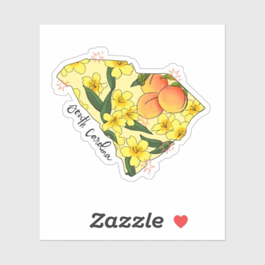 South Carolina geïllustreerde staat Sticker (Vel)