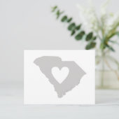 South Carolina Grey State Map Shape met hart Briefkaart (Staand voorkant)