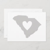 South Carolina Grey State Map Shape met hart Briefkaart (Voorkant / Achterkant)