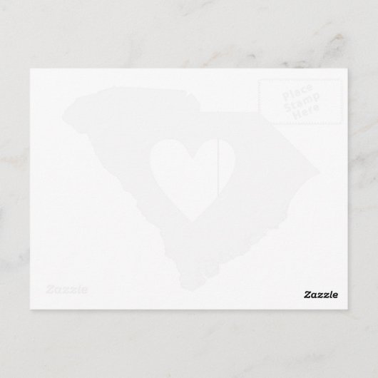 South Carolina Grey State Map Shape met hart Briefkaart (Achterkant)