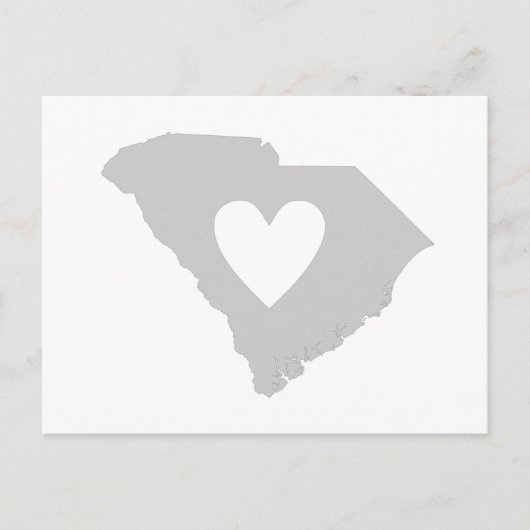 South Carolina Grey State Map Shape met hart Briefkaart (Voorkant)