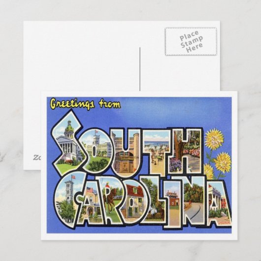 South Carolina Groetings uit de VS Briefkaart (Voorkant / Achterkant)