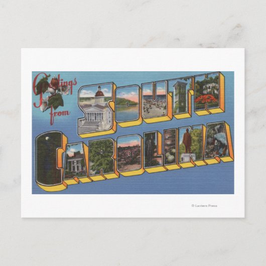South Carolina - Grote letterscènes Briefkaart (Voorkant)