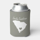 South Carolina Home State Map Love Heart Shape Blikjeskoeler (Blikje Voorkant)