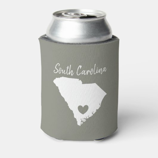 South Carolina Home State Map Love Heart Shape Blikjeskoeler (Blikje Achterkant)