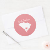South Carolina Home State Map Love Heart Shape Ronde Sticker (Envelop)