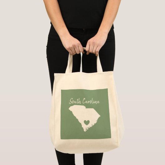 South Carolina Home State Map Love Heart Shape Tote Bag (Voorkant (product))