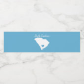 South Carolina Home State Map Love Heart Shape Waterfles Etiket (Enkel label)