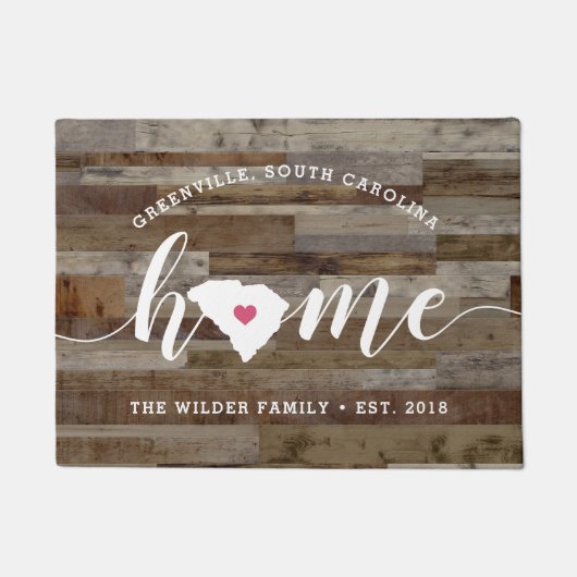 South Carolina Home State Personalized Wood Kijk u Deurmat (Voorkant)