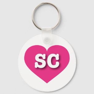 South Carolina Hot Pink Heart - Ik hou van SC Sleutelhanger