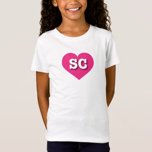 South Carolina Hot Pink Heart - Ik hou van SC T-shirt (Voorkant)