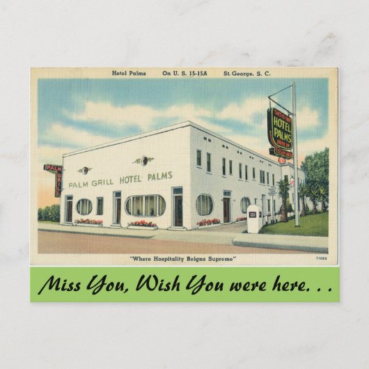 South Carolina, Hotel Palms, St. George Briefkaart (Voorkant)