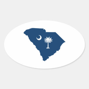 South Carolina in blauw en wit Ovale Sticker