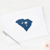 South Carolina in blauw en wit Ovale Sticker (Envelop)