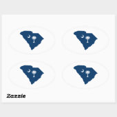 South Carolina in blauw en wit Ovale Sticker (Vel)