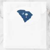 South Carolina in blauw en wit Ovale Sticker (Tas)