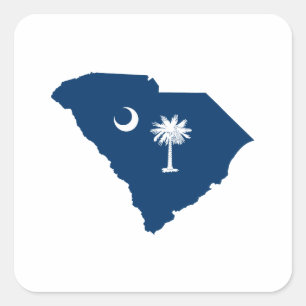 South Carolina in blauw en wit Vierkante Sticker