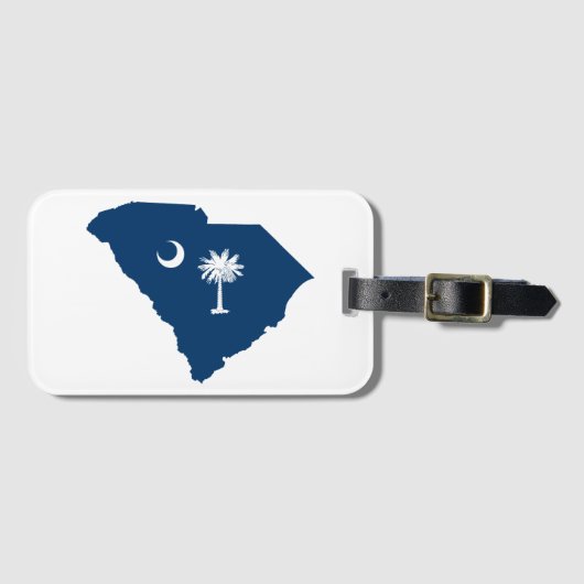South Carolina in Blue en White Bagagelabel (Voorkant (horizontaal))