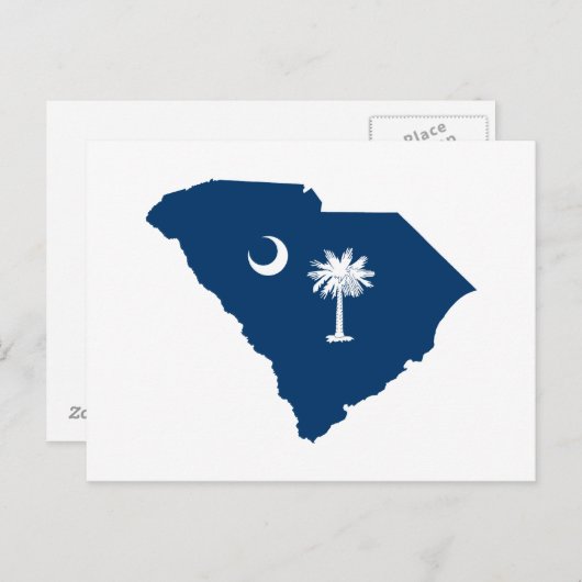 South Carolina in Blue en White Briefkaart (Voorkant / Achterkant)