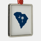 South Carolina in Blue en White Metalen Ornament (Rechts)