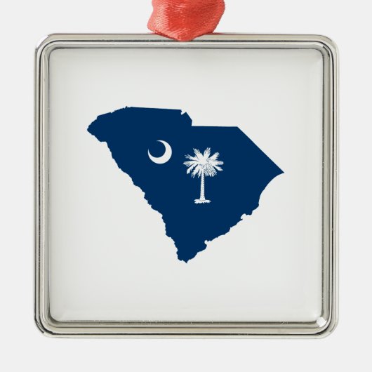 South Carolina in Blue en White Metalen Ornament (Voorkant)