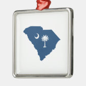 South Carolina in Blue en White Metalen Ornament (Links)